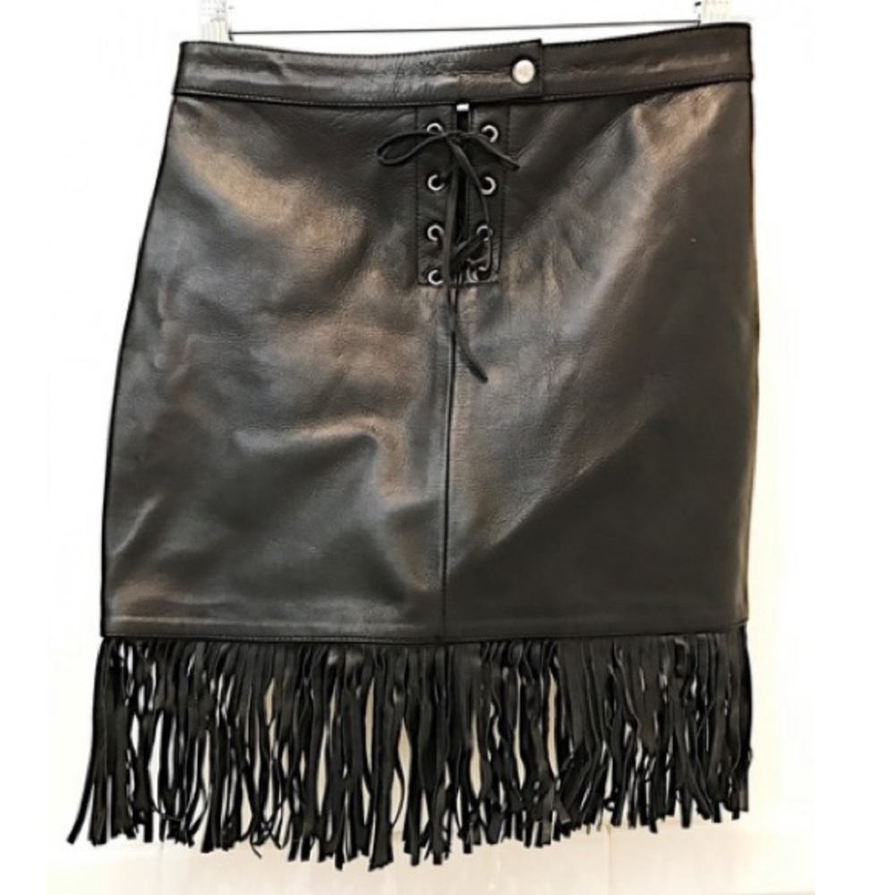 SOLD.    Host pick 🎉Maje Leather Fringe skirt🎉 - Picture 2 of 9